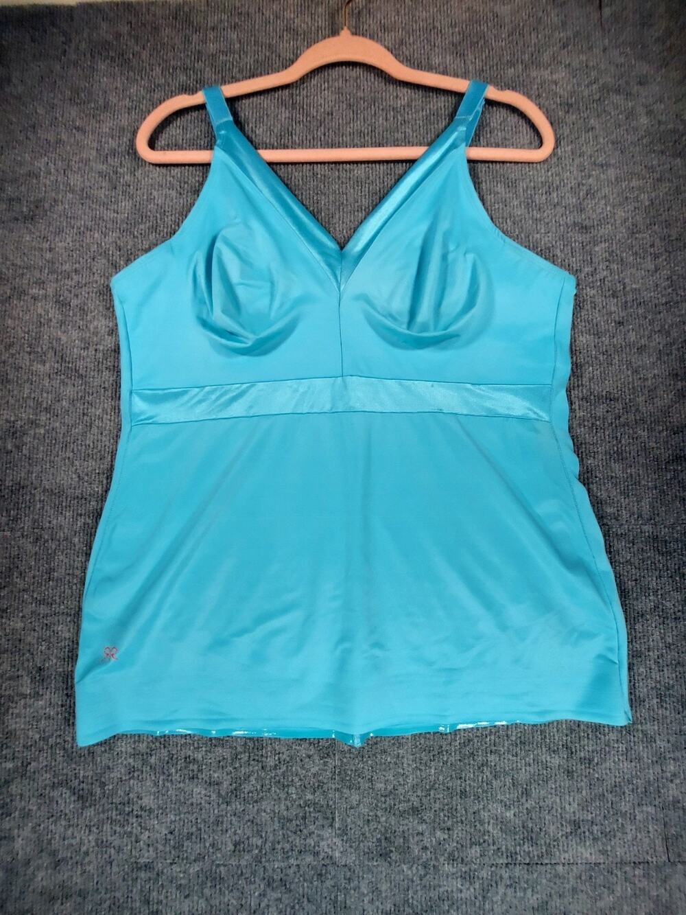 Ruby Ribbon Turquoise Blue Satin-Trim Shaping Cami Shaper Size 46 Style 3061